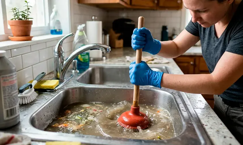 Cómo desatascar un lavabo o fregadero