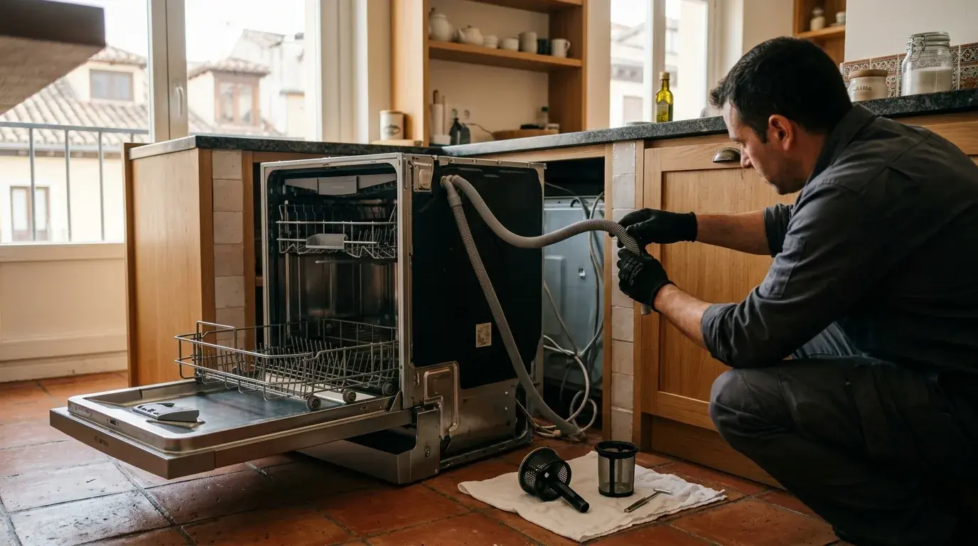 Cómo desatascar el lavavajillas: causas, soluciones caseras y cuándo es problema de bajante
